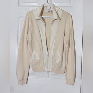 A|X Armani Exchange Cream knit Sweater Full Zipper Sz L